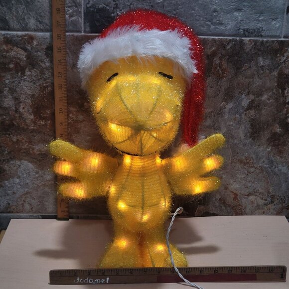 Peanuts Pre Lit Yard Art Woodstock Santa Hat Outdoor Holiday Yard Art 18" - Picture 7 of 16